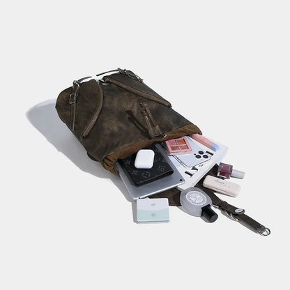 Women's American Retro Small High Quality Trendy Buckle 2024 New Backpack Female Student School Bag