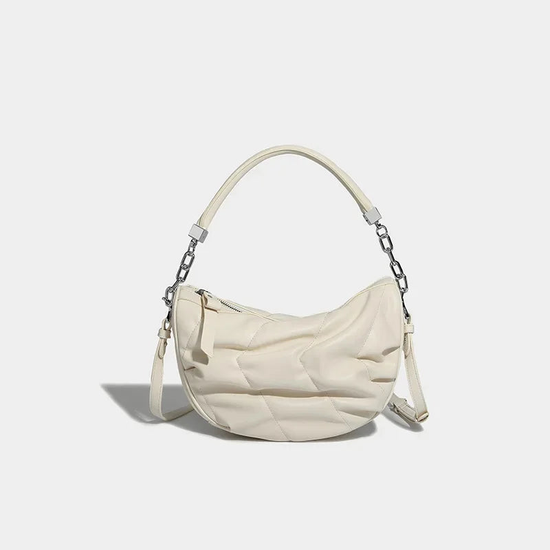 Women's Armpit Soft Leather Large Capacity Shoulder High Quality 2024 Versatile Dumpling Crossbody Pleated Bag