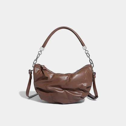 Women's Armpit Soft Leather Large Capacity Shoulder High Quality 2024 Versatile Dumpling Crossbody Pleated Bag