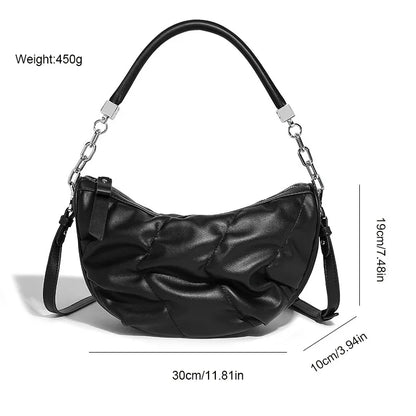 Women's Armpit Soft Leather Large Capacity Shoulder High Quality 2024 Versatile Dumpling Crossbody Pleated Bag