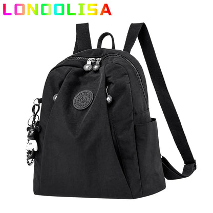 Women's Backpack Large Capacity Casual Travel Bagpack Simple Solid Color Shoulder Bag High Quality Nylon Cloth Racksack Mochilas
