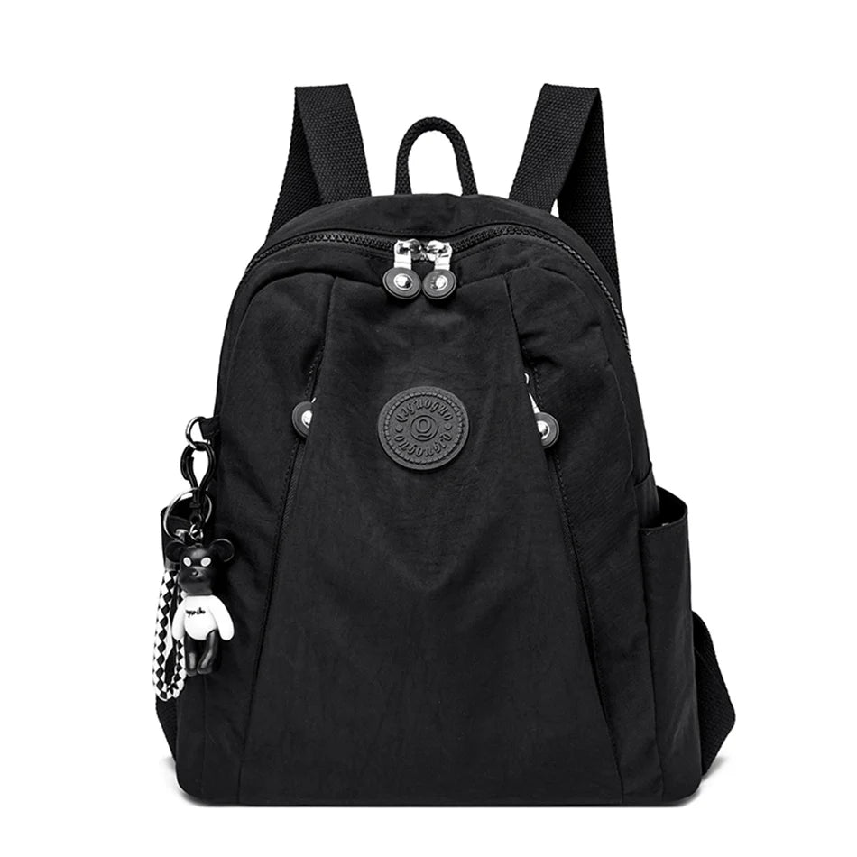 Women's Backpack Large Capacity Casual Travel Bagpack Simple Solid Color Shoulder Bag High Quality Nylon Cloth Racksack Mochilas