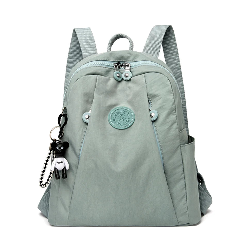 Women's Backpack Large Capacity Casual Travel Bagpack Simple Solid Color Shoulder Bag High Quality Nylon Cloth Racksack Mochilas