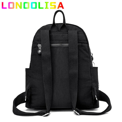 Women's Backpack Large Capacity Casual Travel Bagpack Simple Solid Color Shoulder Bag High Quality Nylon Cloth Racksack Mochilas