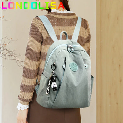 Women's Backpack Large Capacity Casual Travel Bagpack Simple Solid Color Shoulder Bag High Quality Nylon Cloth Racksack Mochilas
