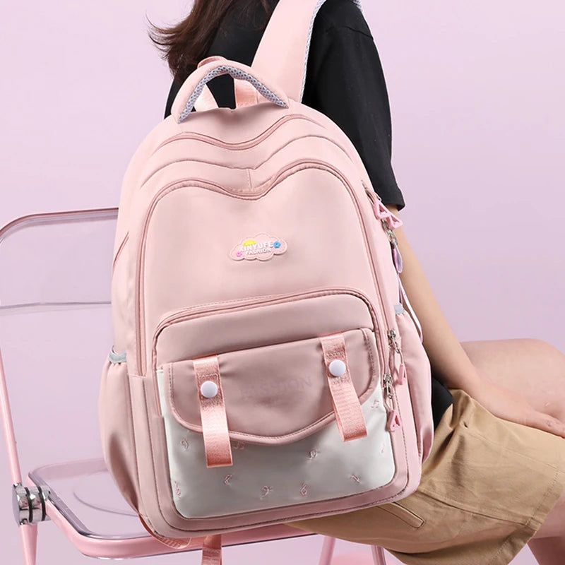 Women's Backpack Patchwork Color Female Woman Travel Bag High Quality Schoolbag for Teenage Girl Boy Book Knapsack High Quality