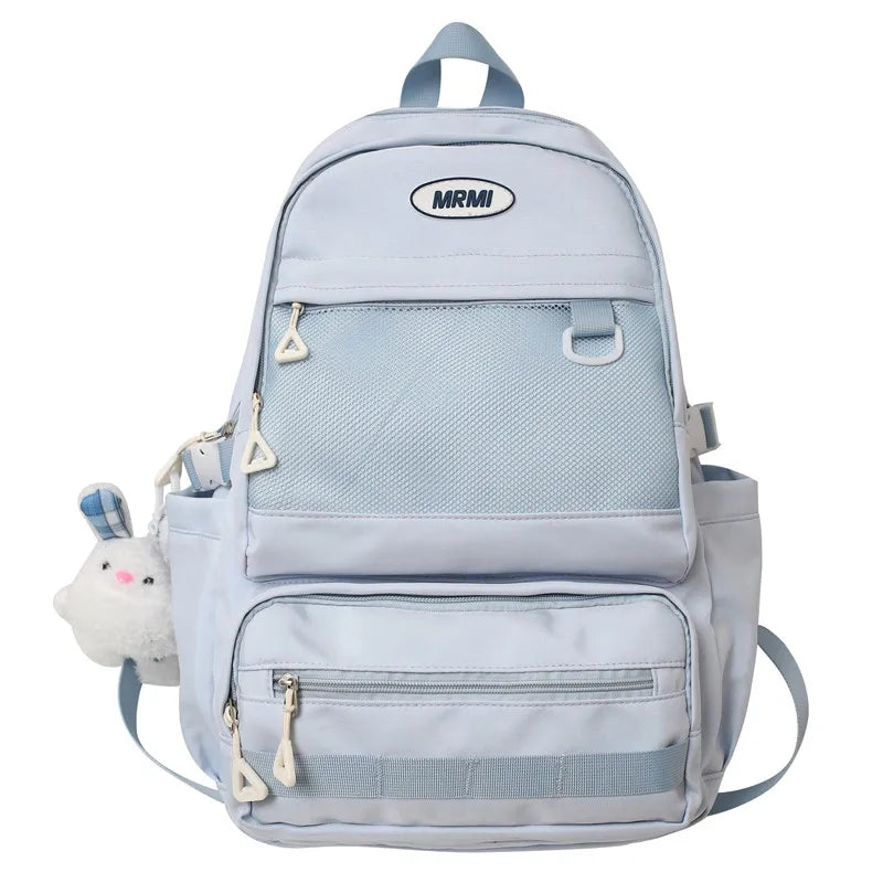 Women's Backpack Solid Color Female Multi-pocket Big Woman Travel Bag High Quality Schoolbag for Teenage Girl Boy Book Knapsack