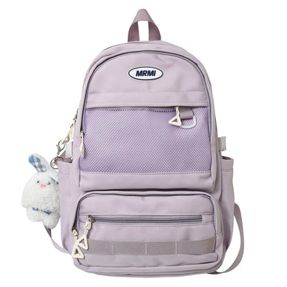 Women's Backpack Solid Color Female Multi-pocket Big Woman Travel Bag High Quality Schoolbag for Teenage Girl Boy Book Knapsack