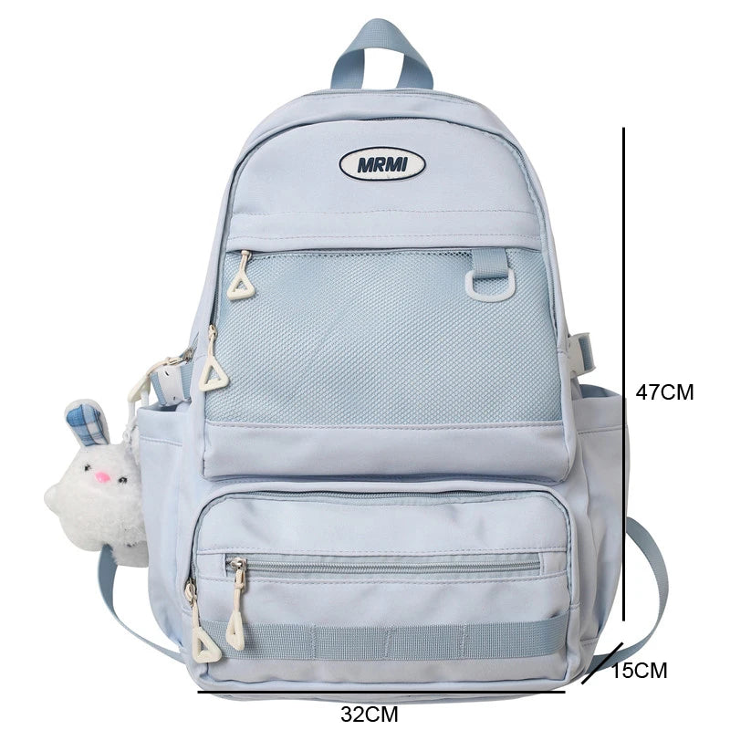 Women's Backpack Solid Color Female Multi-pocket Big Woman Travel Bag High Quality Schoolbag for Teenage Girl Boy Book Knapsack