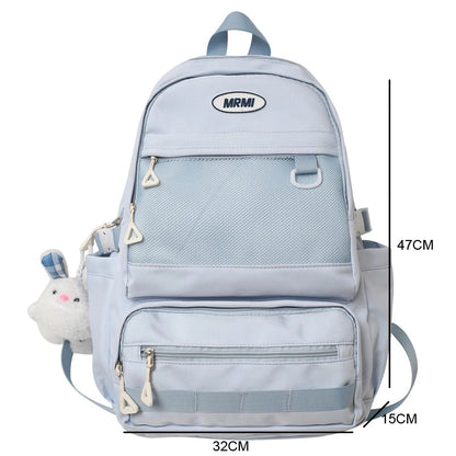 Women's Backpack Solid Color Female Multi-pocket Big Woman Travel Bag High Quality Schoolbag for Teenage Girl Boy Book Knapsack