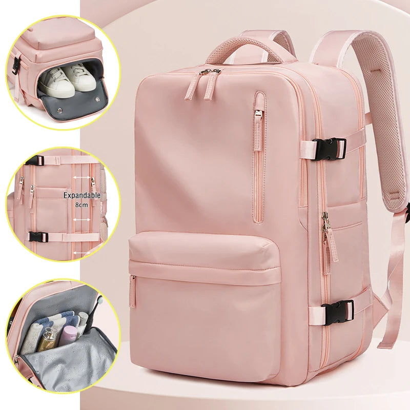 Women's Backpack Travel Waterproof USB Port Shoes Bag Laptop Casual Fashion School Backpacks Expandable Female Bags Promotion