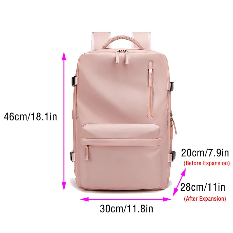 Women's Backpack Travel Waterproof USB Port Shoes Bag Laptop Casual Fashion School Backpacks Expandable Female Bags Promotion