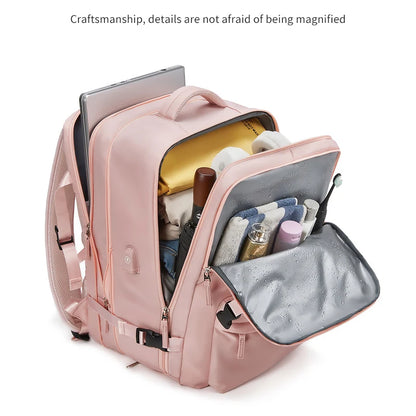 Women's Backpack Travel Waterproof USB Port Shoes Bag Laptop Casual Fashion School Backpacks Expandable Female Bags Promotion
