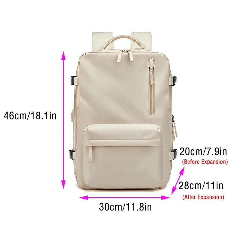 Women's Backpack Travel Waterproof USB Port Shoes Bag Laptop Casual Fashion School Backpacks Expandable Female Bags Promotion