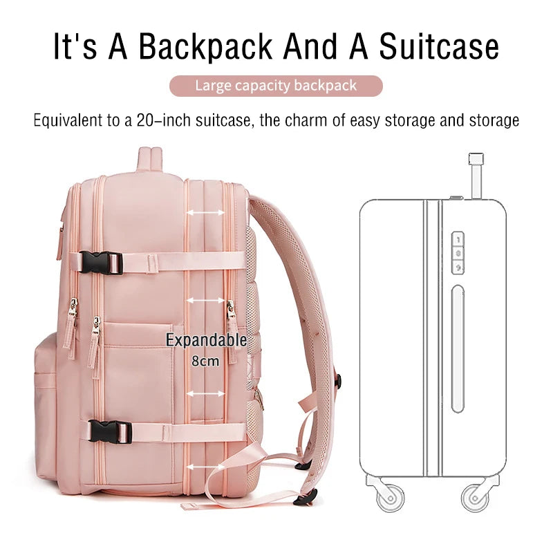 Women's Backpack Travel Waterproof USB Port Shoes Bag Laptop Casual Fashion School Backpacks Expandable Female Bags Promotion