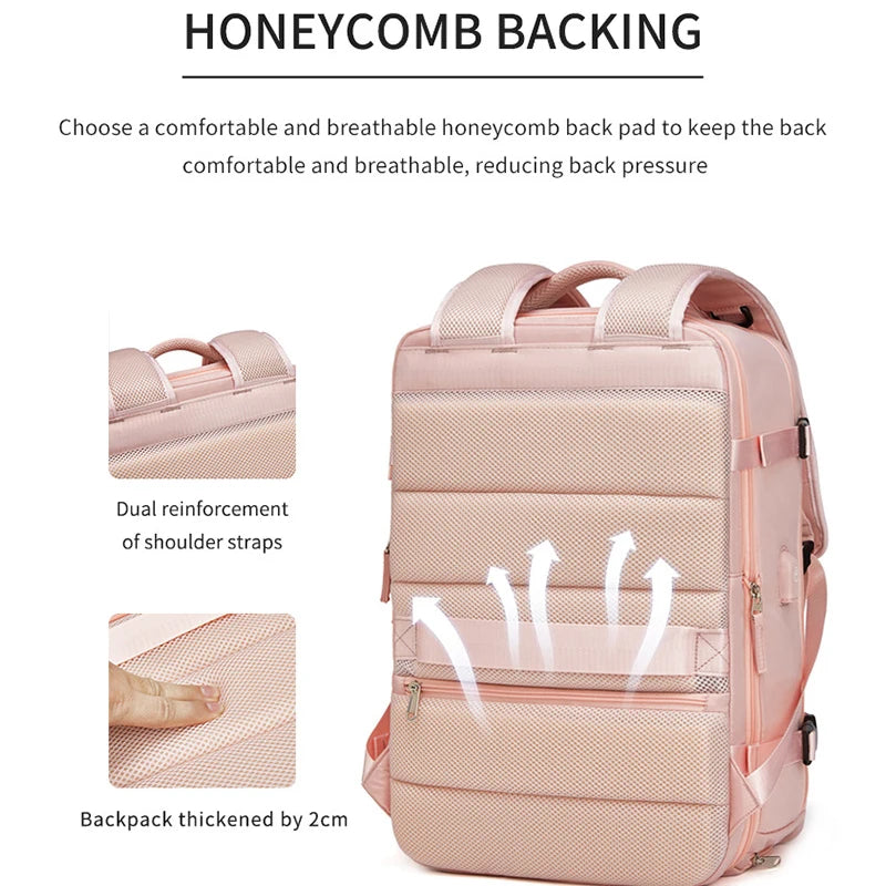 Women's Backpack Travel Waterproof USB Port Shoes Bag Laptop Casual Fashion School Backpacks Expandable Female Bags Promotion