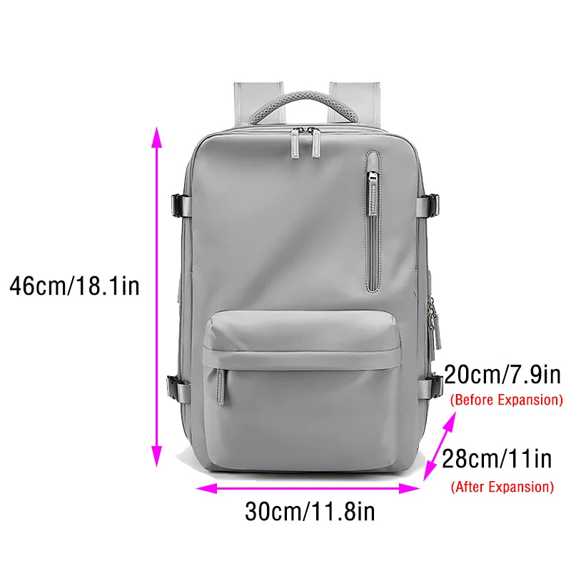 Women's Backpack Travel Waterproof USB Port Shoes Bag Laptop Casual Fashion School Backpacks Expandable Female Bags Promotion