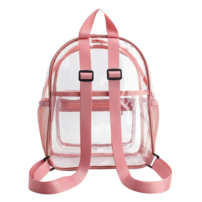 Women's Backpack Waterproof PVC Female Fashion College Students Transparent Bag Large Solid Clear Backpacks