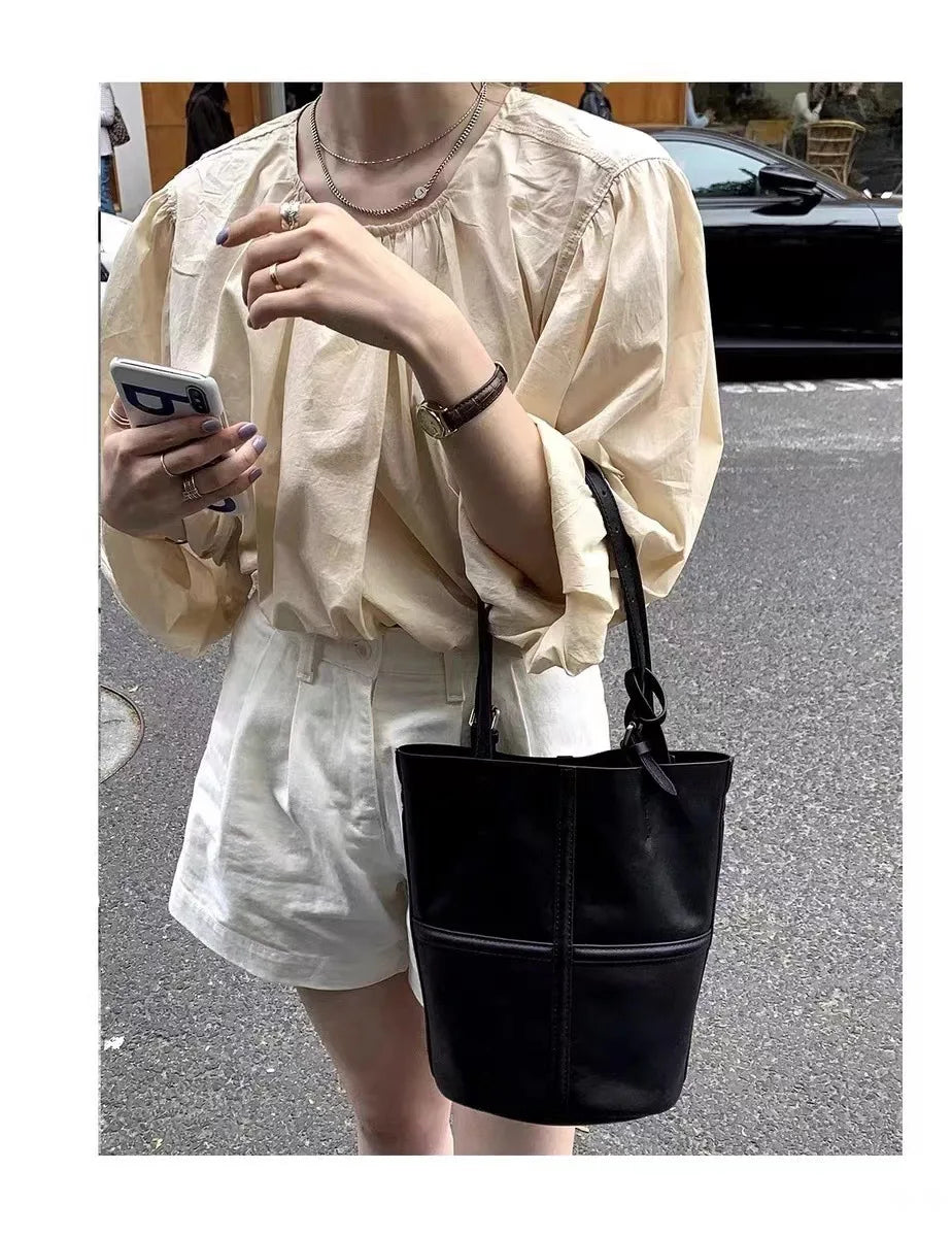 Women's Bag Korean Edition Tote Bucket Bag 2024 New Fashion Large Capacity Handheld Underarm Bag Trendy