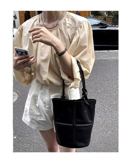 Women's Bag Korean Edition Tote Bucket Bag 2024 New Fashion Large Capacity Handheld Underarm Bag Trendy