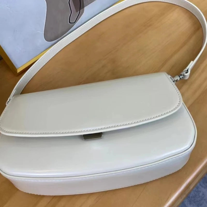 Women's Bag Niche 2024 New Genuine Leather Underarm Crossbody Handbags Fashion Simple Solid All-match Commuter Bolsas Mujer