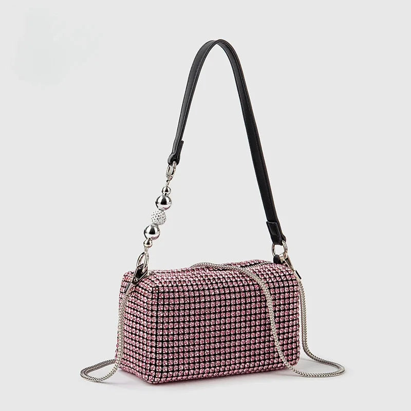 Women's Bags 2024 Summer Style Fashion Handmade One-shoulder Crossbody Bag Full of Diamonds Handbag with Shoulder Strap
