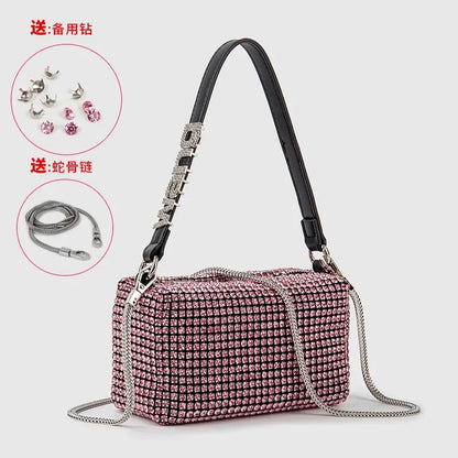 Women's Bags 2024 Summer Style Fashion Handmade One-shoulder Crossbody Bag Full of Diamonds Handbag with Shoulder Strap