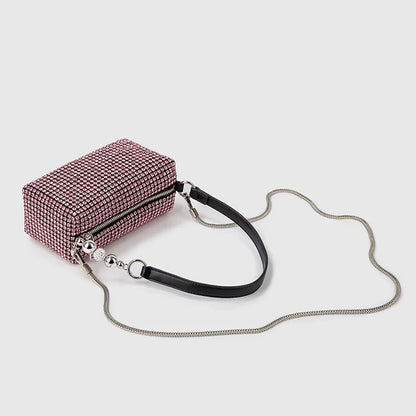Women's Bags 2024 Summer Style Fashion Handmade One-shoulder Crossbody Bag Full of Diamonds Handbag with Shoulder Strap