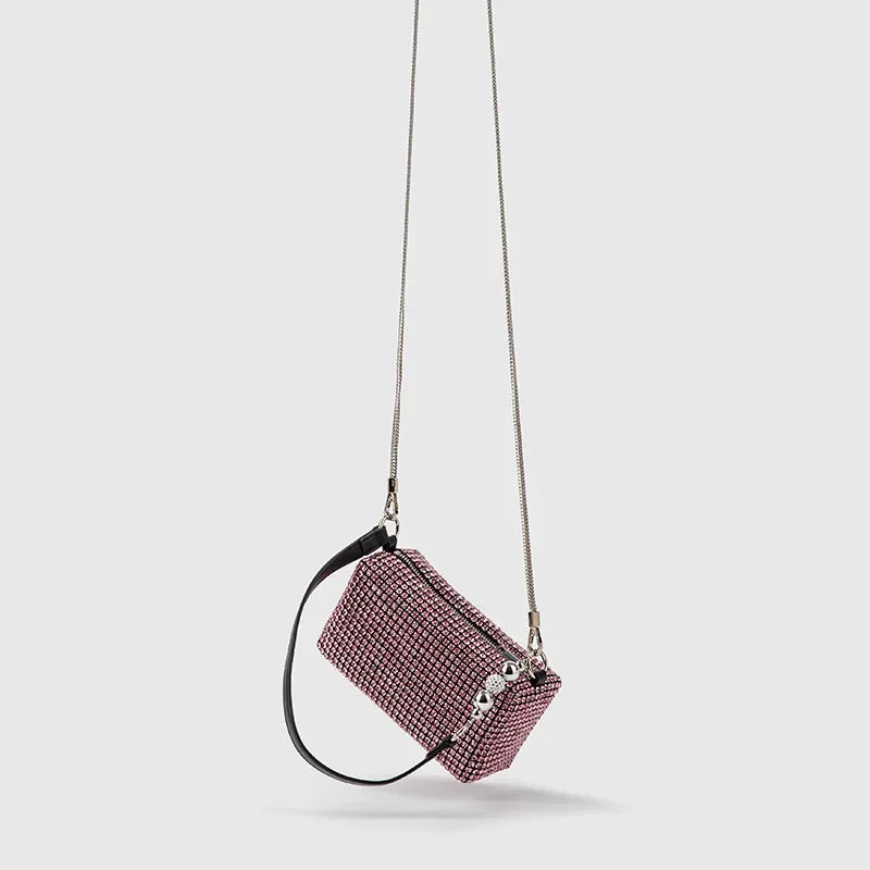 Women's Bags 2024 Summer Style Fashion Handmade One-shoulder Crossbody Bag Full of Diamonds Handbag with Shoulder Strap