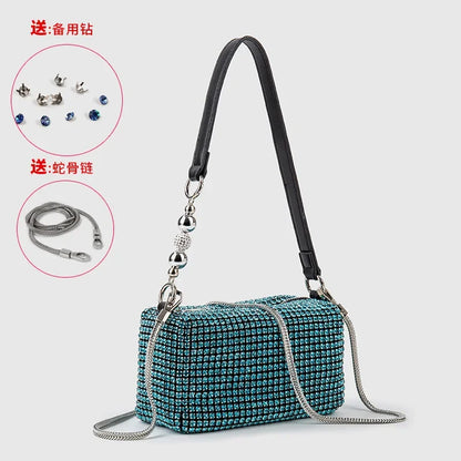 Women's Bags 2024 Summer Style Fashion Handmade One-shoulder Crossbody Bag Full of Diamonds Handbag with Shoulder Strap