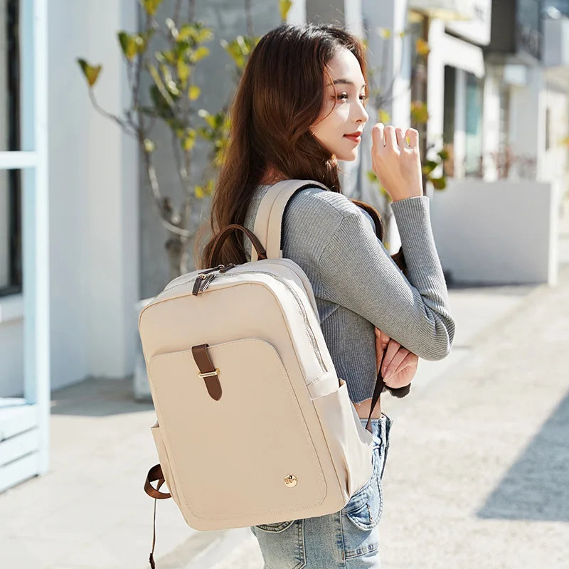 Women's Bags Simple 15.6inch Handbag Nylon Casual Notebook Travel Back Pack Fashion High Quality Waterproof Girl Small Backpacks