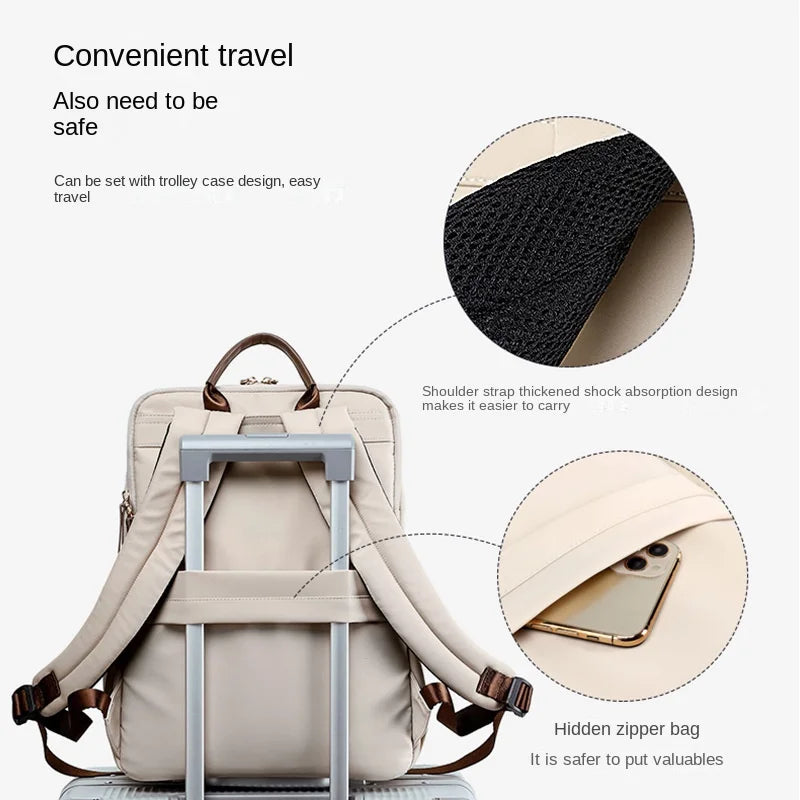 Women's Bags Simple 15.6inch Handbag Nylon Casual Notebook Travel Back Pack Fashion High Quality Waterproof Girl Small Backpacks