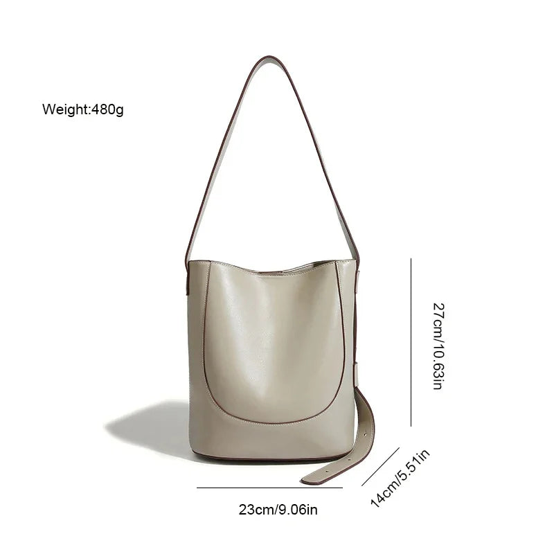 Women's Bucket 2024 Vegetable Basket Large Capacity Simple Casual Handbag High-end Super Soft Shoulder Crossbody Bag
