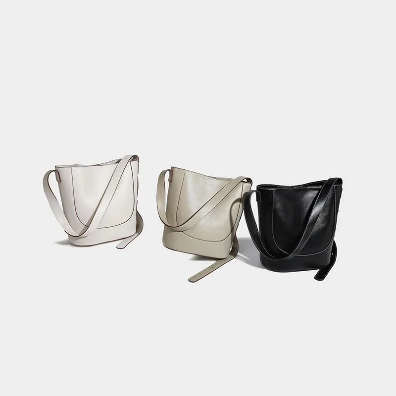 Women's Bucket 2024 Vegetable Basket Large Capacity Simple Casual Handbag High-end Super Soft Shoulder Crossbody Bag