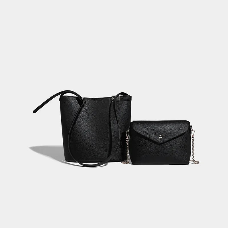 Women's Bucket Simple 2024 High-end Soft Leather Large Capacity Shoulder Casual Versatile Child-Mother Bag
