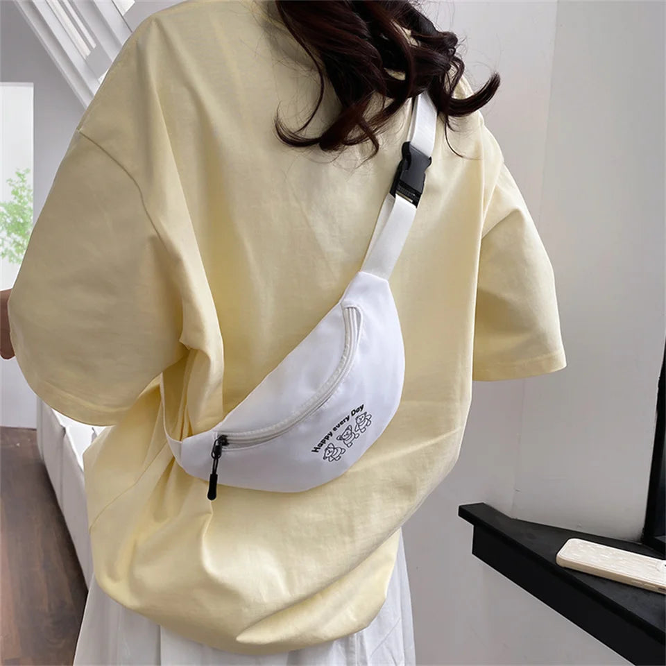 Women's Canvas Chest Bag Female Casual Travel Printing Fashion Lady Waist Pack High Quality Casual Waist Pack