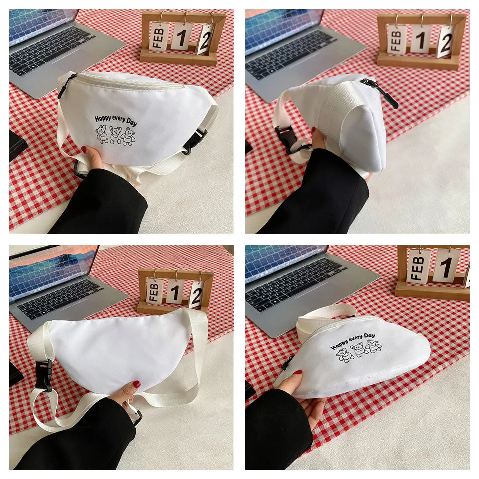 Women's Canvas Chest Bag Female Casual Travel Printing Fashion Lady Waist Pack High Quality Casual Waist Pack