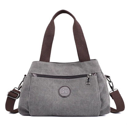 Women's Canvas Crossbody Bags Handbag Tote Shoulder Bag Vintage Solid Multi-pocket Fashion Ladies Top-handle Messenger Bag