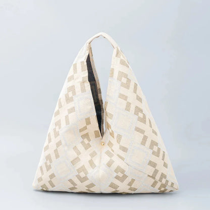 Women's Canvas Large Capacity Geometric Print Armpit Design Commuting Street Trend Dumpling Short Trip Shoulder Bag