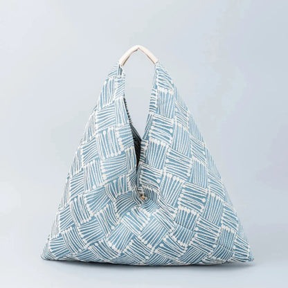 Women's Canvas Large Capacity Geometric Print Armpit Design Commuting Street Trend Dumpling Short Trip Shoulder Bag