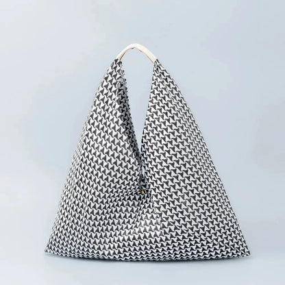 Women's Canvas Large Capacity Geometric Print Armpit Design Commuting Street Trend Dumpling Short Trip Shoulder Bag