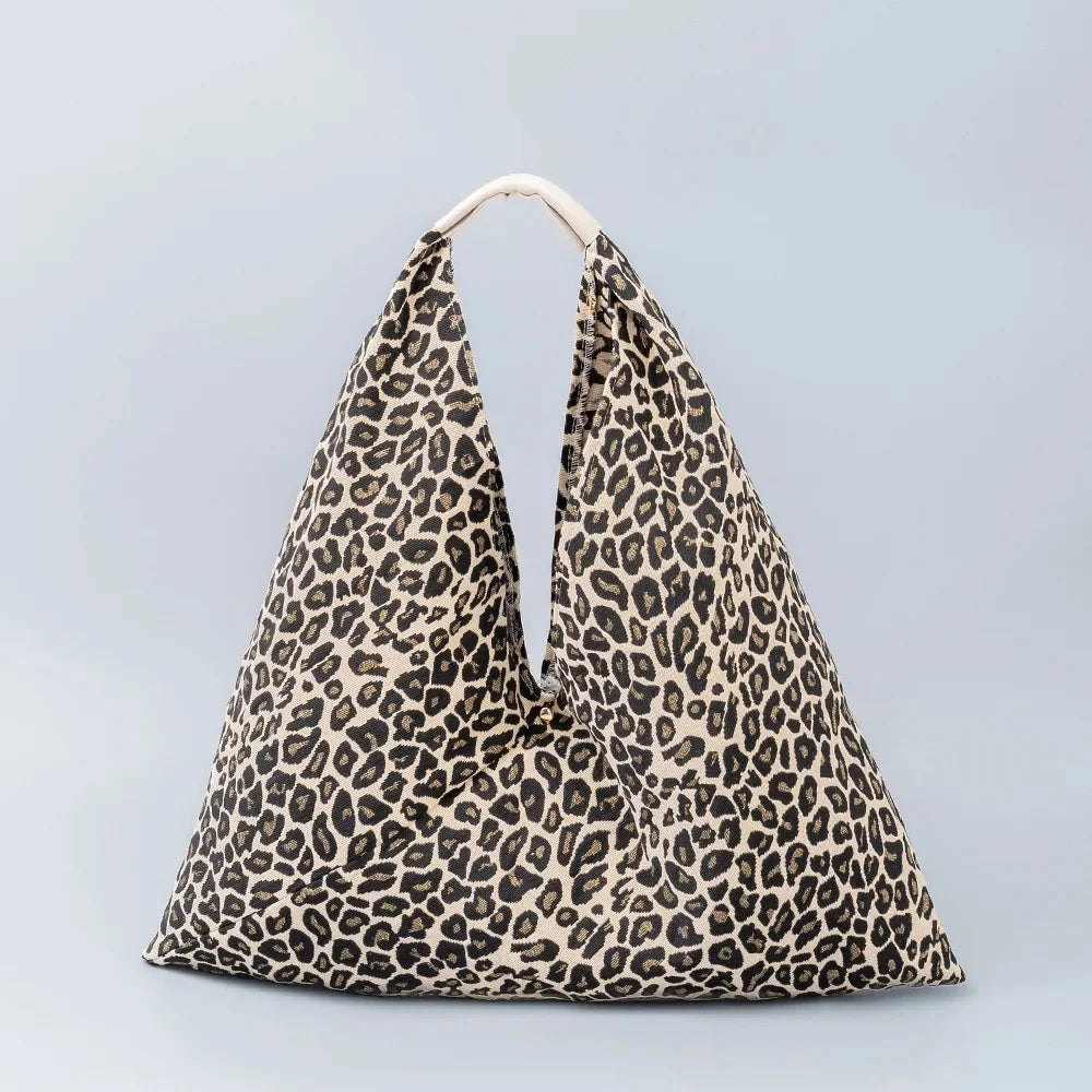 Women's Canvas Large Capacity Geometric Print Armpit Design Commuting Street Trend Dumpling Short Trip Shoulder Bag
