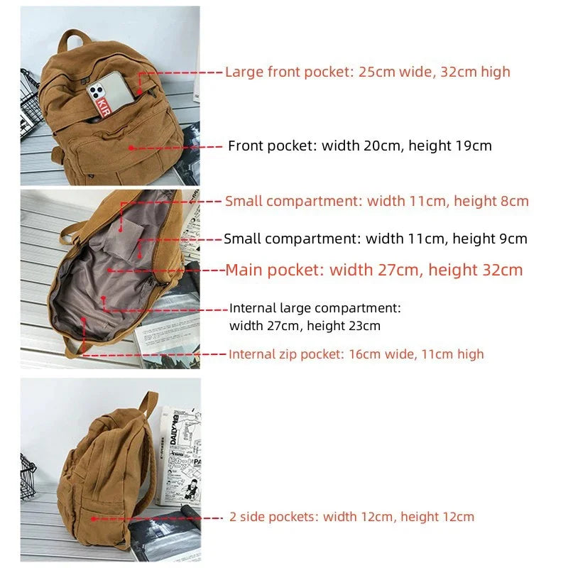 Women's Canvas Soft Schoolbag Fashion College Girls Backpack Travel Ladies Rucksack School Book Bag Pack for Female