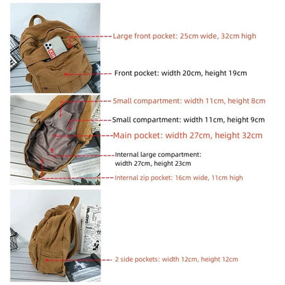 Women's Canvas Soft Schoolbag Fashion College Girls Backpack Travel Ladies Rucksack School Book Bag Pack for Female