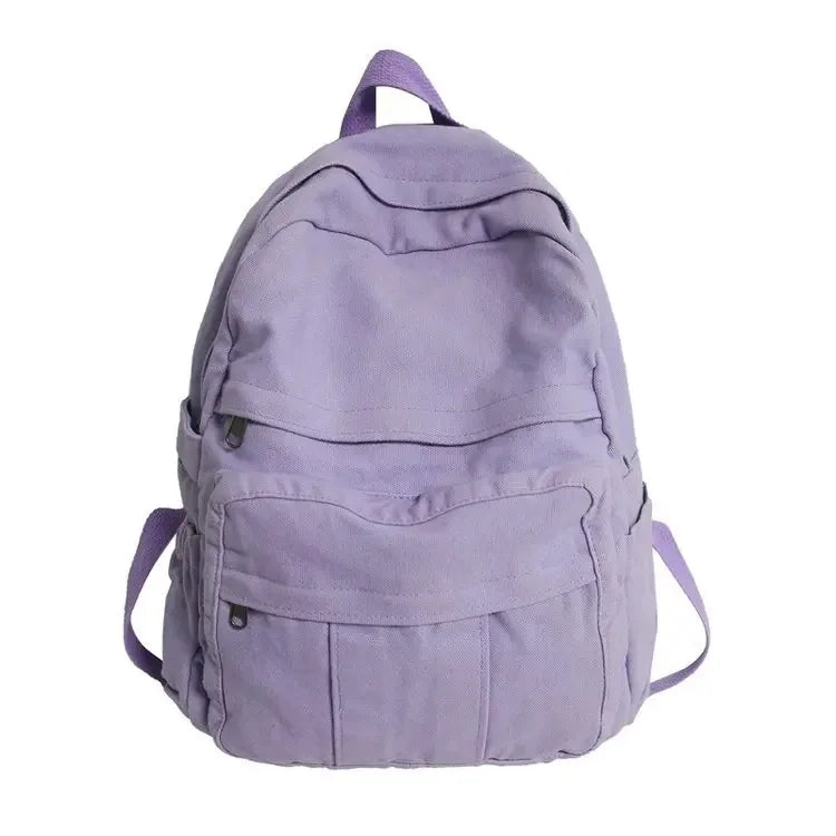 Women's Canvas Soft Schoolbag Fashion College Girls Backpack Travel Ladies Rucksack School Book Bag Pack for Female