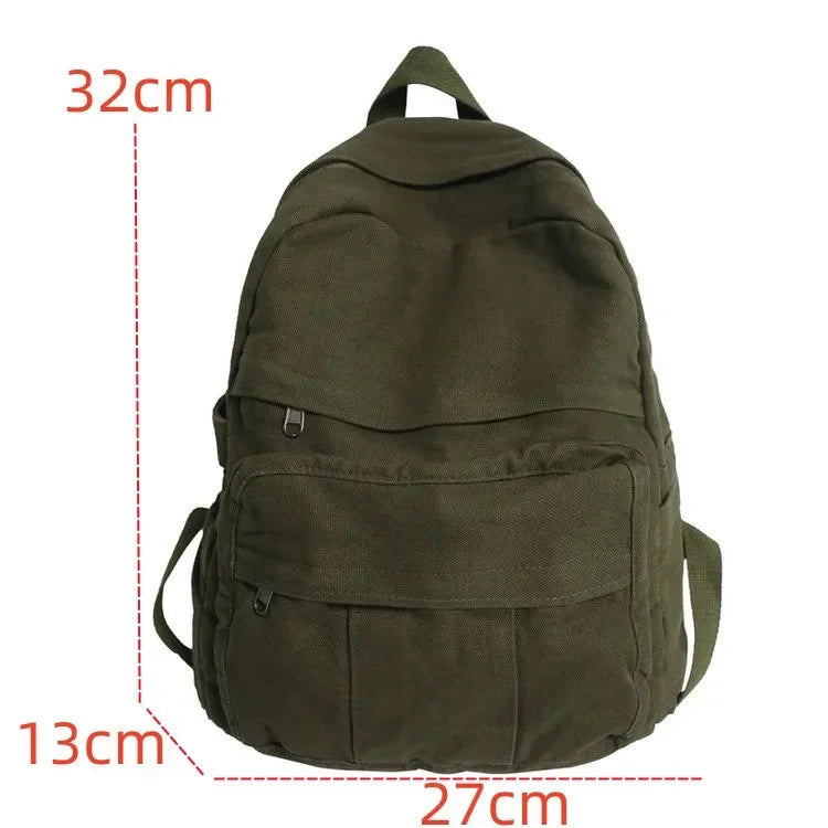 Women's Canvas Soft Schoolbag Fashion College Girls Backpack Travel Ladies Rucksack School Book Bag Pack for Female