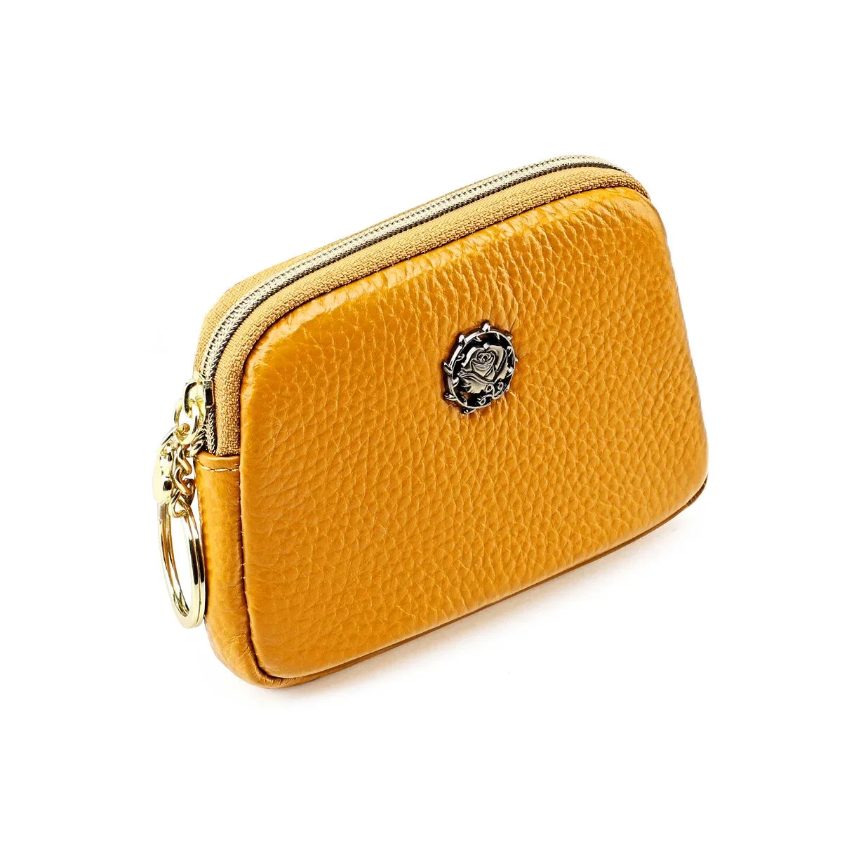 Women's Casual Genuine Leather Zipper Coin Purse Key Card Holder Slim Thin Head Layer Cowhide Universal Wallet