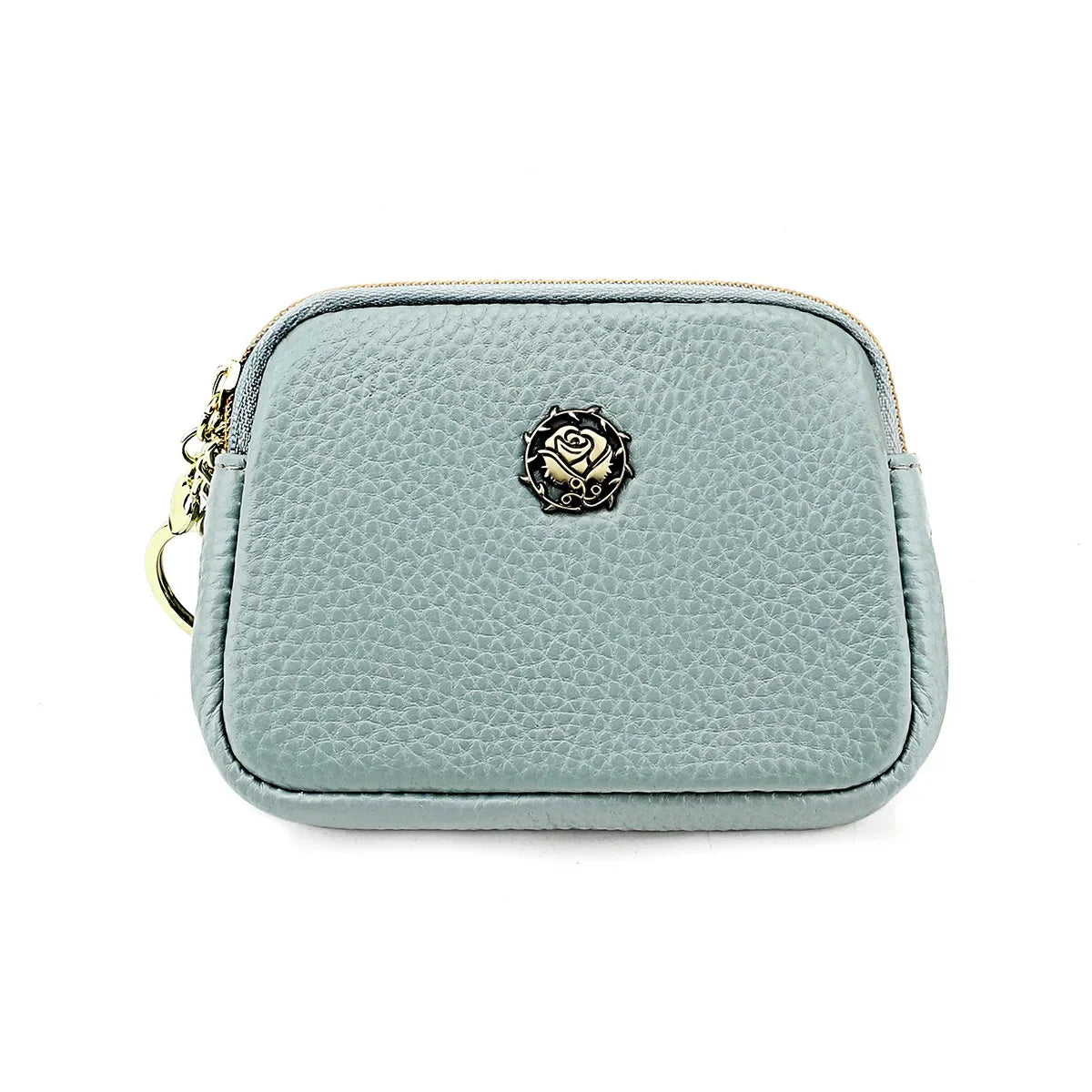 Women's Casual Genuine Leather Zipper Coin Purse Key Card Holder Slim Thin Head Layer Cowhide Universal Wallet