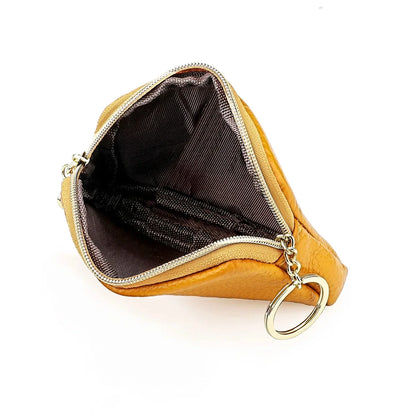 Women's Casual Genuine Leather Zipper Coin Purse Key Card Holder Slim Thin Head Layer Cowhide Universal Wallet
