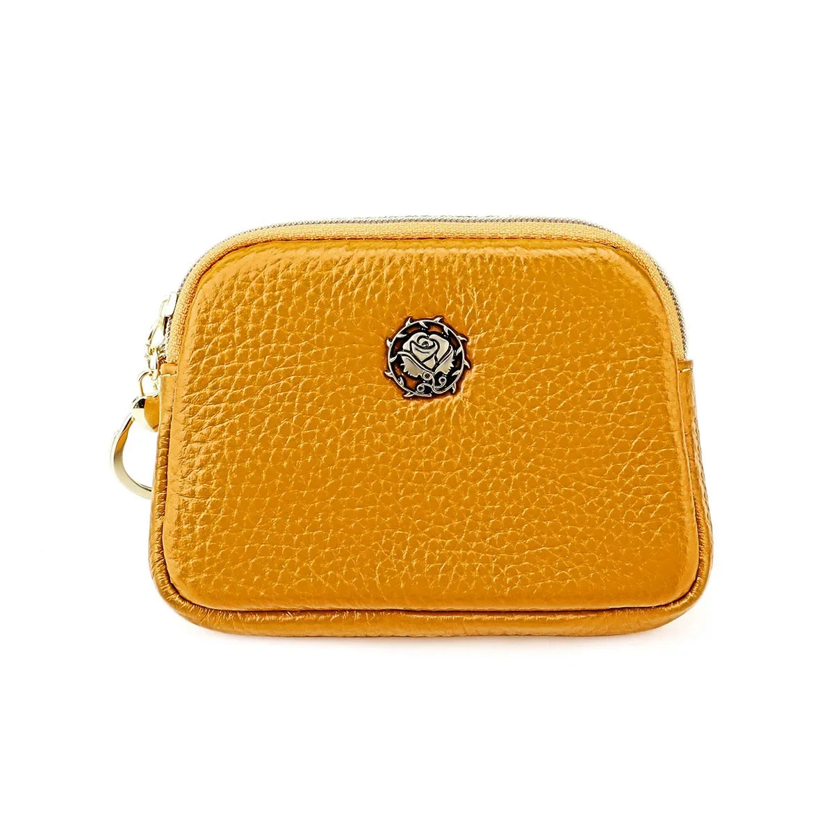 Women's Casual Genuine Leather Zipper Coin Purse Key Card Holder Slim Thin Head Layer Cowhide Universal Wallet